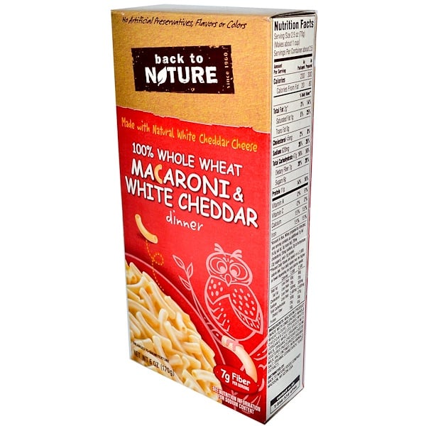 Back to Nature, 100% Whole Wheat Macaroni & White Cheddar Dinner, 6 oz (170 g) (Discontinued Item) 