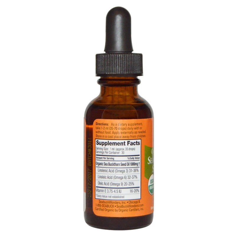 Seabuckwonders Organic Himalayan Sea Buckthorn Seed Oil 1 Oz 30 Ml