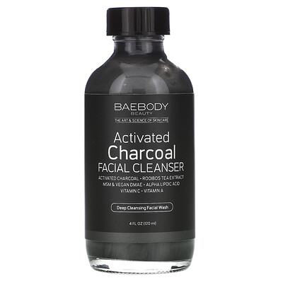 Baebody Activated Charcoal Facial Cleanser, 4 fl oz (120 ml)