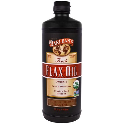 Barlean's Органическое свежее льняное масло, 946 мл (32 жидких унции)