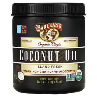 Barlean's, 오가닉 버진 코코넛 오일, 16 fl oz (473 ml)