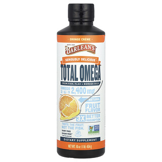 Barlean's, Total Omega®（トータルオメガ）、オメガ3-6-9、オレンジクリーム、2,400mg、454g（16オンス）