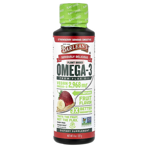 Barlean's, Wirklich köstlich®, Omega-3-Fettsäuren auf pflanzlicher Basis aus Leinöl, Erdbeer-Bananen-Smoothie, 227 g