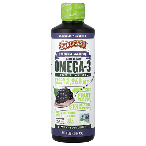 Barlean's, Seriously Delicious®, Omega-3 auf pflanzlicher Basis aus Leinöl, Brombeer-Smoothie, 454 g