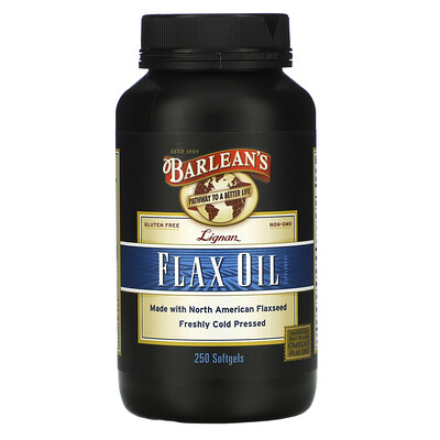 Barlean's льняное масло с содержанием лигнана, 250 мягких таблеток