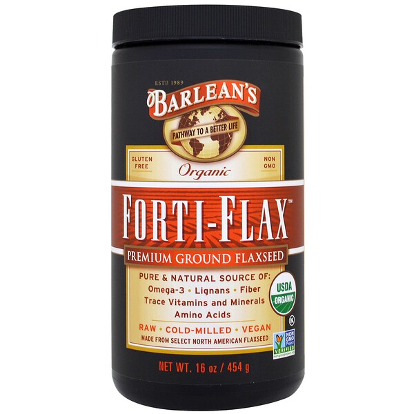 Barlean's, オーガニック フォルティフラックス（Forti-Flax）, 高級粉挽き亜麻仁, 16オンス（454 g）