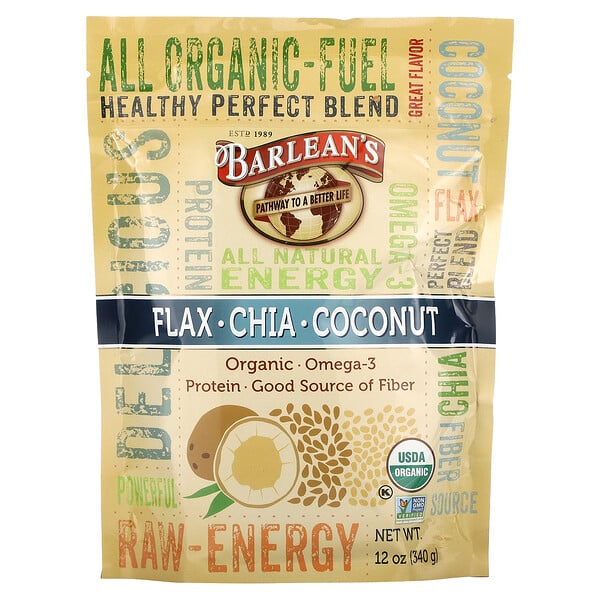 Raw Energy Flax-Chia-Coconut blend, 12oz pouch