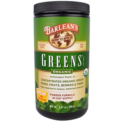 Barlean's Органическая зелень в форме порошка, 240 г (8,47 унций)