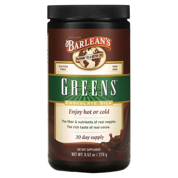 Barlean's, グリーンズ・サプリメント、パウダーフォーミュラ、チョコレート・シルク、 9.52 オンス(270 g)