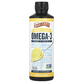 Barlean's, Gerçekten Lezzetli, Balık Yağından Omega-3, Limon Kreması, 16 oz (454 g)