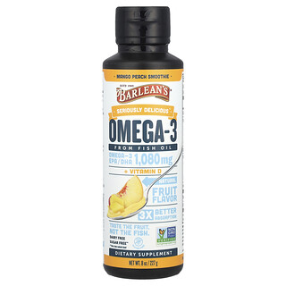 Barlean's, Seriously Delicious®，魚油 Omega-3，芒果桃奶昔，1080 毫克，8 盎司（227 克）