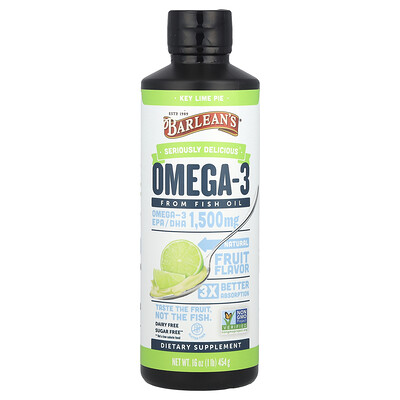 Barlean's, Seriously Delicious®, Omega-3 proveniente del aceite de pescado, Pastel de lima, 454 g (16 oz)