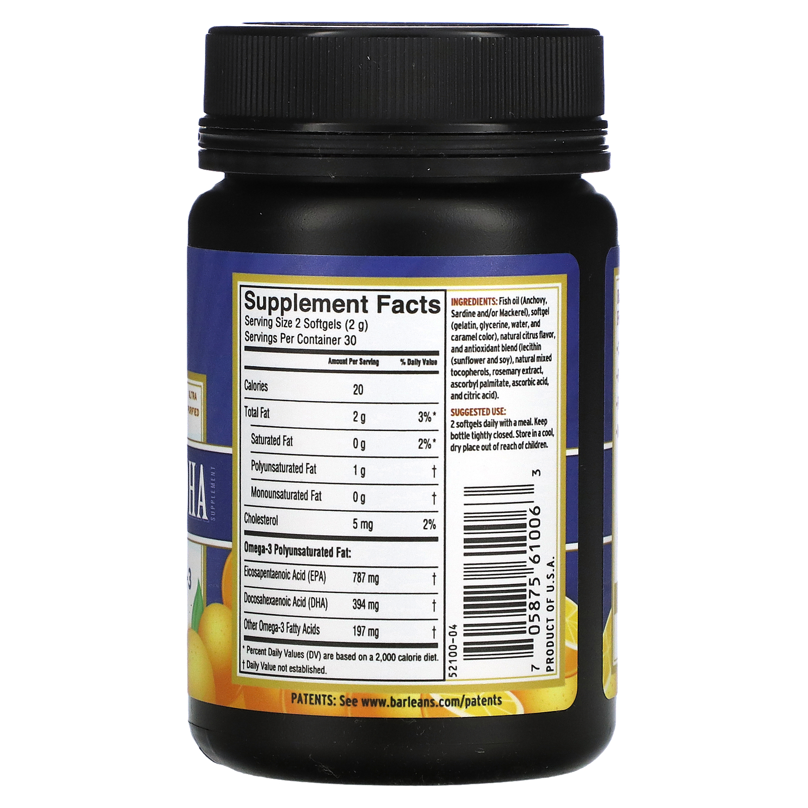 Barlean's, Fresh Catch Fish Oil, Omega3, Ultra EPA/DHA, Orange , 60