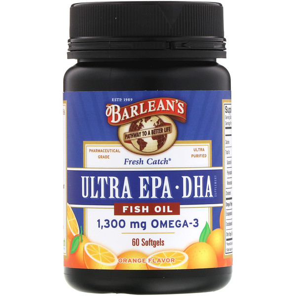 Barlean's, Fresh Catch Fish Oil, Ultra EPA·DHA, Orange Flavor, 60