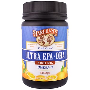 Barlean's, Рыбий жир Fresh Catch, Ультра EPA·DHA, апельсиновый аромат, 60 капсул