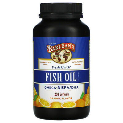 

Barlean's Fresh Catch Fish Oil Supplement Omega-3 EPA/DHA Orange 250 Softgels