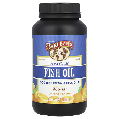 Barlean's, Fresh Catch®, Aceite de pescado, EPA y DHA omega-3, Naranja, 250 cápsulas blandas (300 mg por cápsula blanda)