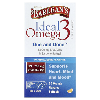 Product Image for Barlean's, Ideal Omega 3, Orange, 30 Softgels