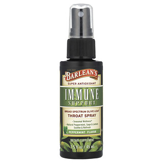 Barlean's, Immune Support, Broad Spectrum Olive Leaf Throat Spray, Peppermint, 1.5 fl oz (45 ml)
