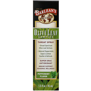 Барлинс, Olive Leaf Complex, Throat Spray, Peppermint Flavor, 1.5 fl oz (45 ml) отзывы