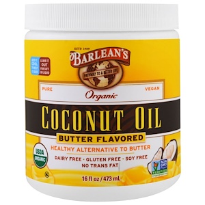 Барлинс, Organic Coconut Oil, Butter Flavored, 16 fl oz (473 ml) отзывы