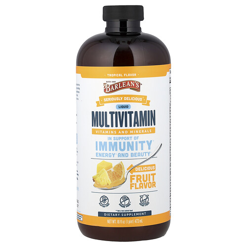 Barlean's Seriously Delicious®, Liquid Multivitamin, Tropical, 16 fl oz (473 ml)