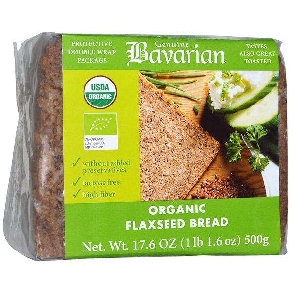 Bavarian Breads, Органический хлеб с семенами льна, 17,6 унций (500 г)