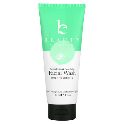 Купить Beauty By Earth Facial Wash, Superfruits & Sea Kelp, 4 fl oz (120 ml)