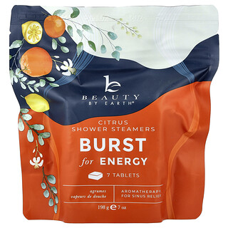 Beauty By Earth, Burst for Energy Shower Steamers, Cítricos, 7 comprimidos, 198 g (7 oz)