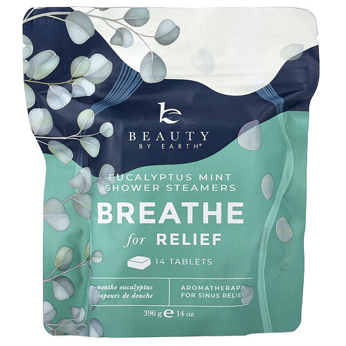 Beauty By Earth Breathe for Relief Shower Steamers, Eucalyptus Mint, 14 Tablets, 14 oz (396 g)