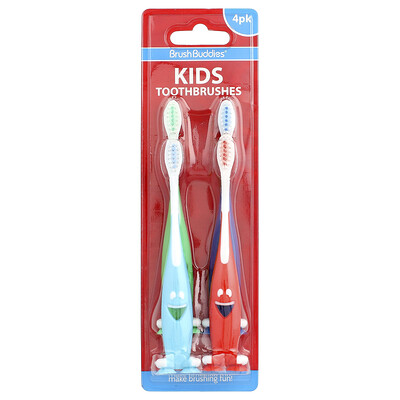 Brush Buddies, Smart Care, cepillo de diente para niños, 4 paquetes