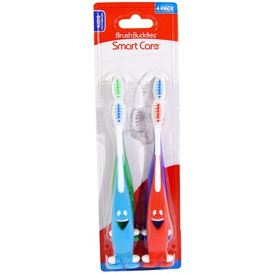 Brush Buddies Smart Care, детская зубная щетка, упаковка с 4 щетками