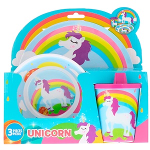 Отзывы о Браш Баддис, Smart Care, 3 Piece Dinnerware Set, Unicorn, 3 Piece Set