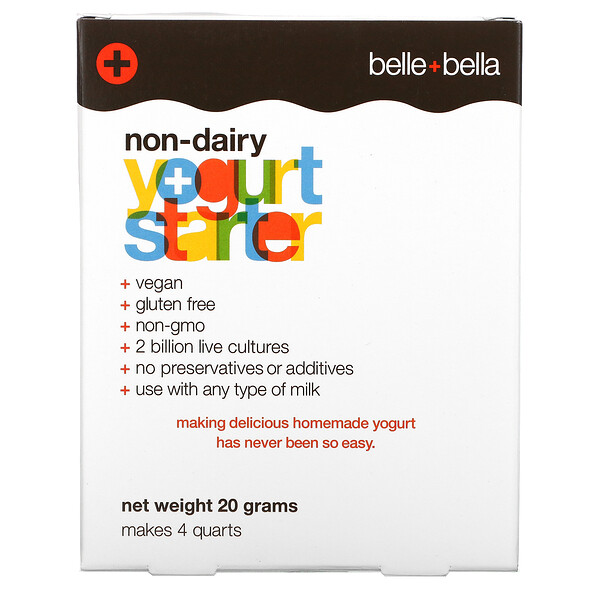 Belle+Bella‏, יוגורט ללא חלב לרגישים, 4 מנות, (5 גרם) כל אחת