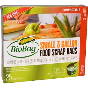 Байобэг, Food Scrap Bags, Small, 25 Bags, 3 Gallon, 16.9 in x 17.7 in x 0.64 mil (43 cm x 45 cm x 16 um) отзывы покупателей