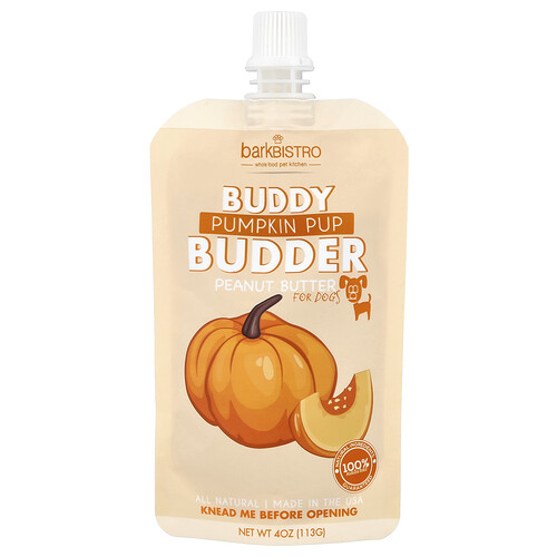 Bark Bistro Buddy Budder Peanut Butter For Dogs Pumpkin Pup 4 oz (113 g)