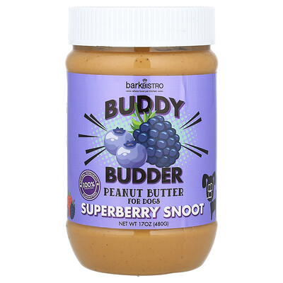 Product Image for Bark Bistro, Buddy Budder, Peanut Butter, For Dogs, Superberry Snoot, 17 oz (480 g)