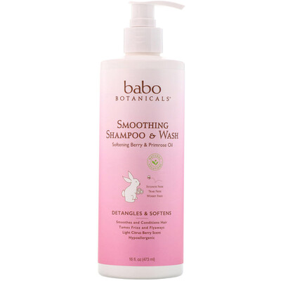 Купить Babo Botanicals Смягчающий шампунь для волос и тела с успокаивающими маслами ягод и примулы, 473 мл (16 жидк. унций)