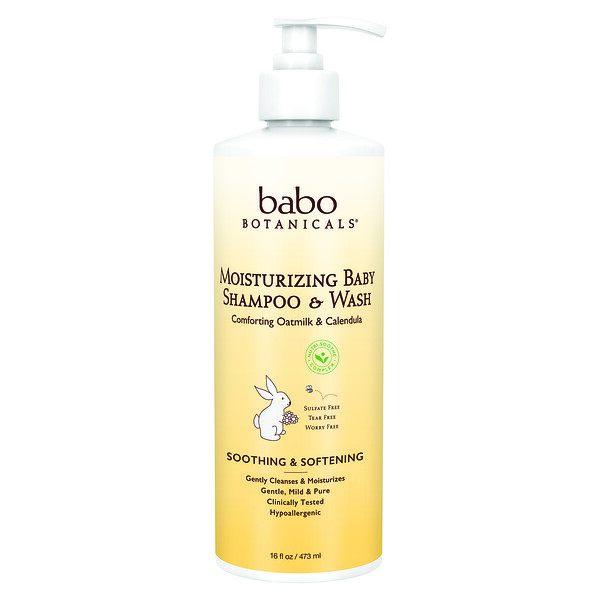 Babo Botanicals‏, שמפו וסבון רחצה מעניקי לחות לתינוק, חלב שיבולת שועל וקלנדולה, 473 מ"ל (16 אונקיות נוזל)