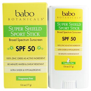 Babo Botanicals, Super Shield, Sport Stick, SPF 50, Fragrance Free, 0.6 oz (17 g)