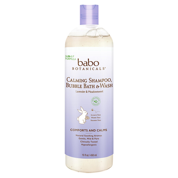 Calming Shampoo, Bubble Bath & Wash, Lavender & Meadowsweet, 15 fl oz (450 ml)