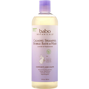Отзывы о Бабо Ботаникалс, Calming Shampoo, Bubble Bath & Wash, Lavender & Meadowsweet, 15 fl oz (450 ml)