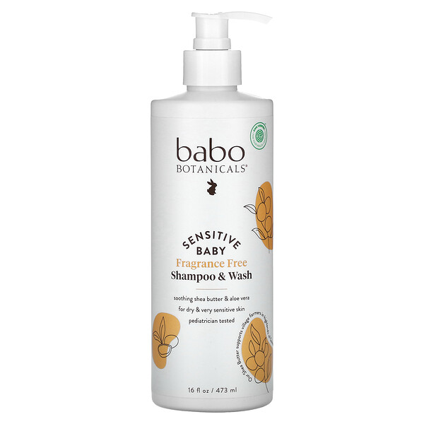 Babo Botanicals‏, Sensitive Baby, שמפו וסבון רחצה, ללא בישום, 473 מ"ל (16floz)