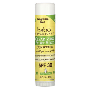 Бабо Ботаникалс, Clear Zinc Sport Stick Sunscreen, SPF 30, Fragrance Free, 0.6 oz (17 g) отзывы покупателей