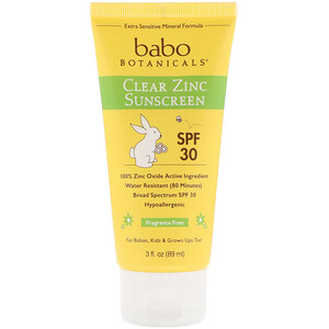 Бабо Ботаникалс, Clear Zinc Sunscreen, SPF 30, Fragrance Free, 3 fl oz (89 ml) отзывы покупателей