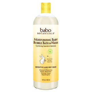 Babo Botanicals, Feuchtigkeitsspendendes Baby-Blasenbad und -Waschmittel, Hafermilch-Kamille, 450 ml (15 fl oz)
