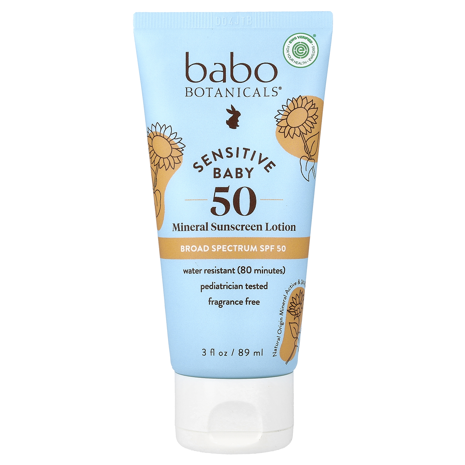 Sensitive Baby, Минеральный солнцезащитный лосьон, SPF 50, без отдушек, 3 жидких унции (89