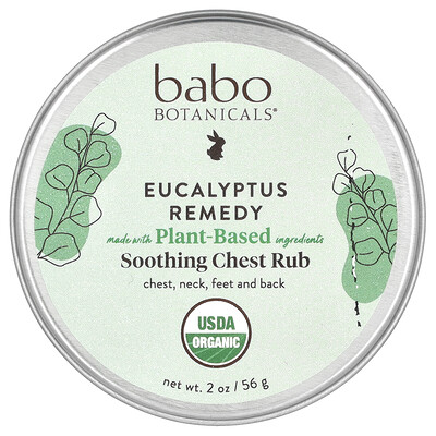 Product Image for Babo Botanicals, Eucalyptus Remedy, Smoothing Chest Rub, 2 oz (56 g)