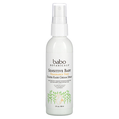 Купить Babo Botanicals Sensitive Baby, крем-спрей от подгузников, без отдушек, 89 мл (3 жидк. Унции)