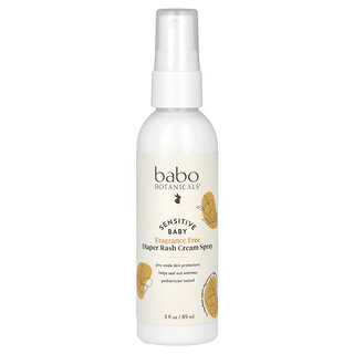 Babo Botanicals, Sensitive Baby, Nappy Rash Cream Spray, Fragrance Free, 3 fl oz (89 ml)